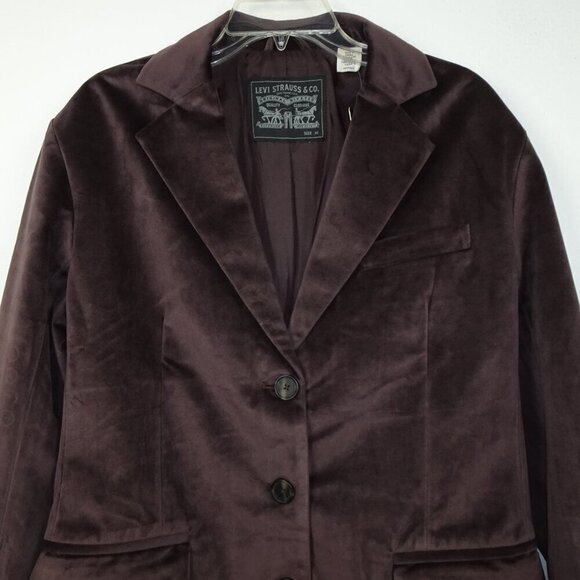 Levi's Oversized Blazer Jacket Women's Size XS Brown Velvet - Picture 2 of 10